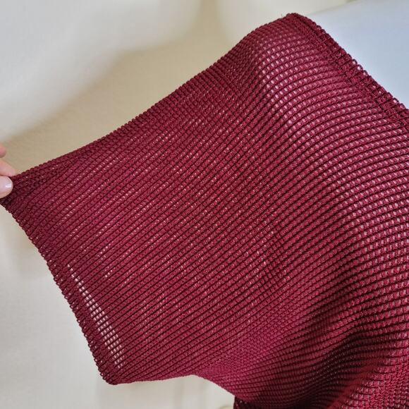 Papermoon Mesh Blouse, Small, Burnt Red, Burgundy Top - Picture 4 of 6